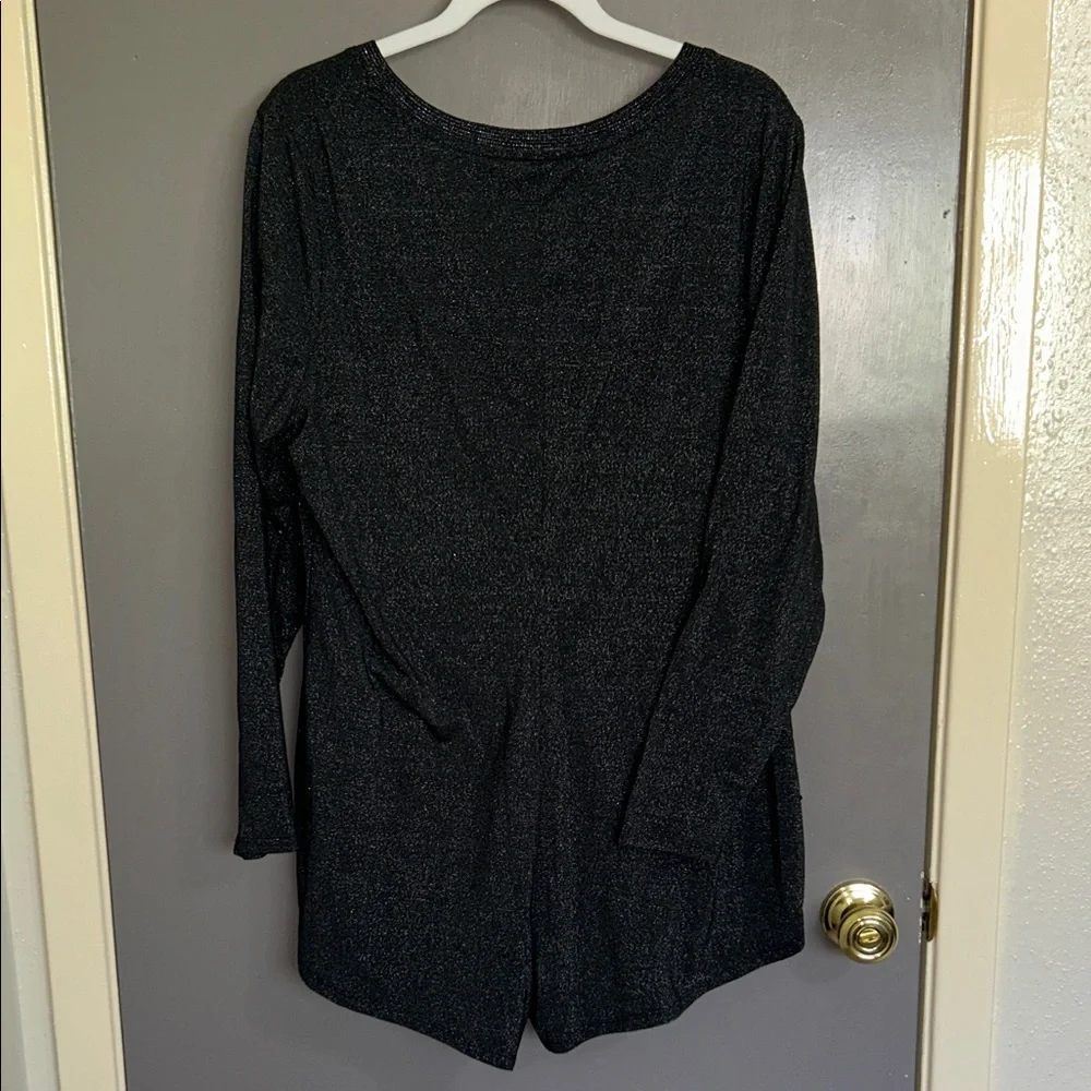 Colsie Black Shimmery V-Neck Pajama Romper XL - Picture 10 of 12